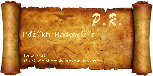 Pákh Radomér névjegykártya